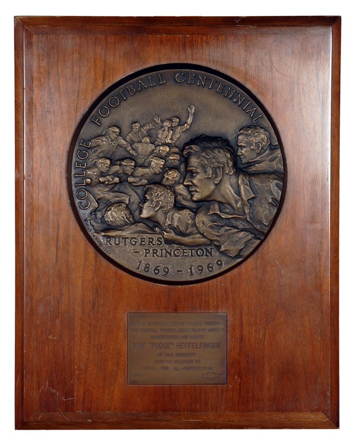 The Gold & Silver Collection - 1969 Football Writer's Plaque Presented to Pudge Heffelfinger