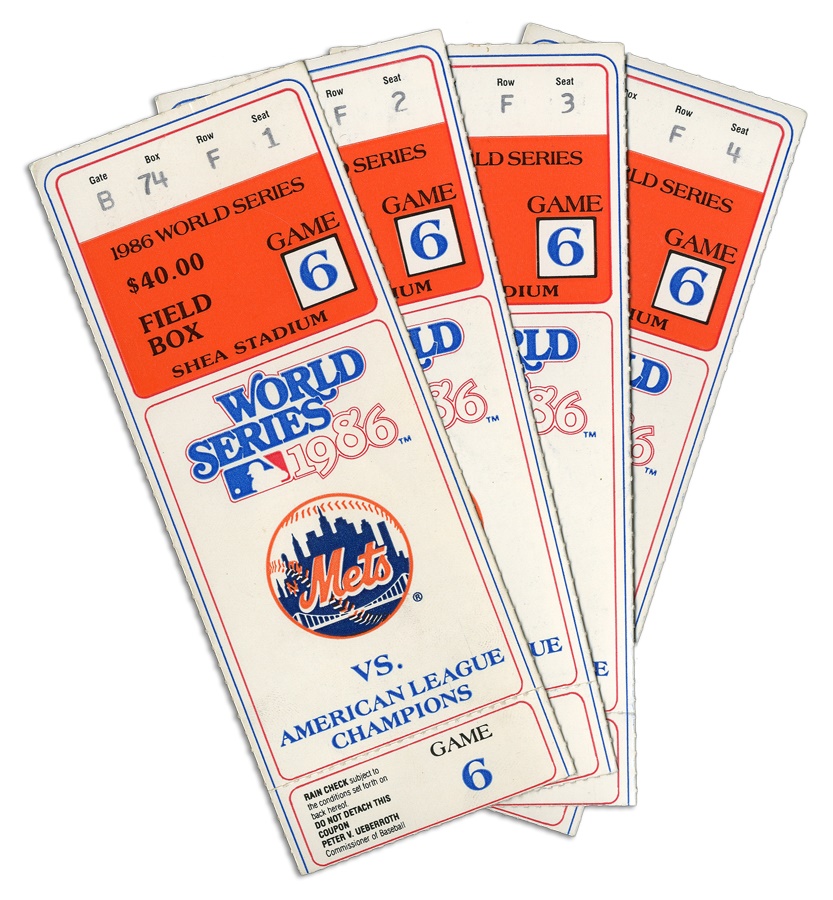 - 1986 World Series Tickets From "The Buckner Game" (4)