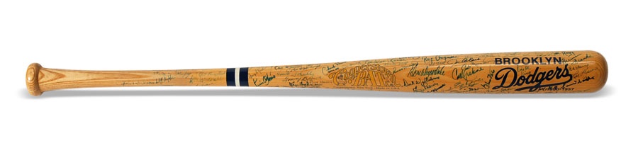 - Brooklyn Dodgers Signed Bat with Over 100 Signatures