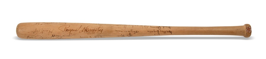 Baseball Autographs - 1945 National League Champions Chicago Cubs Signed Bat with Rogers Hornsby