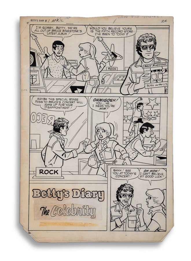 1986 Bruce Springsteen Archie Comics Original Art