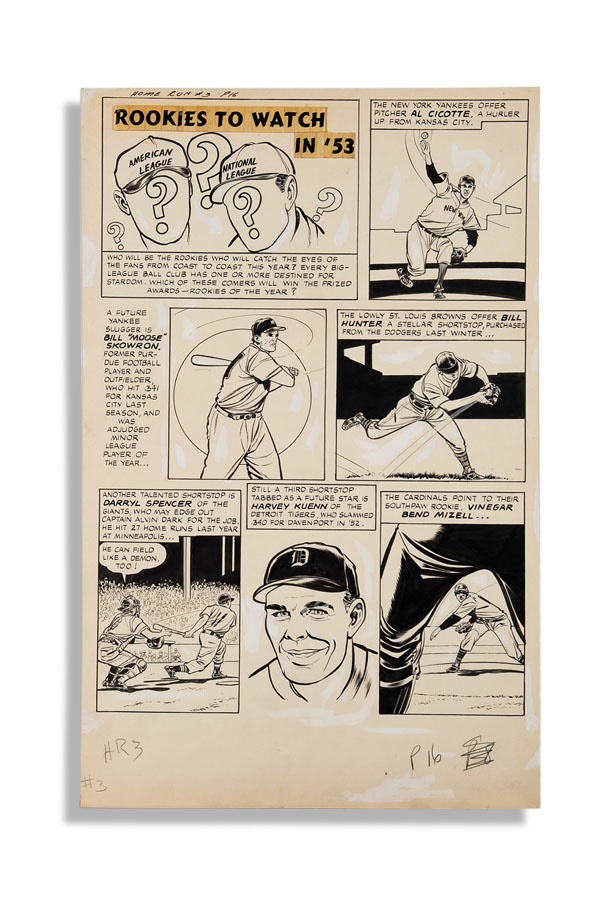 Sports Fine Art - 1953 Brooklyn Dodgers Comic Book Original Art by "Mars Attacks'" Bob Powell