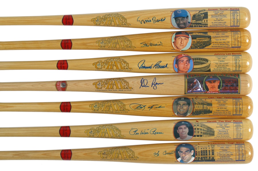 Baseball Autographs - Seven Autographed Cooperstown Bats