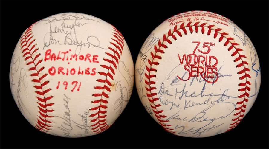 Baseball Autographs - 1971 and 1979 Baltimore Orioles Team Signed Championship Baseballs