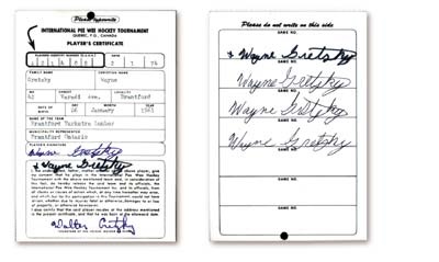 - 1974 Wayne Gretzky Signed Player Certificate