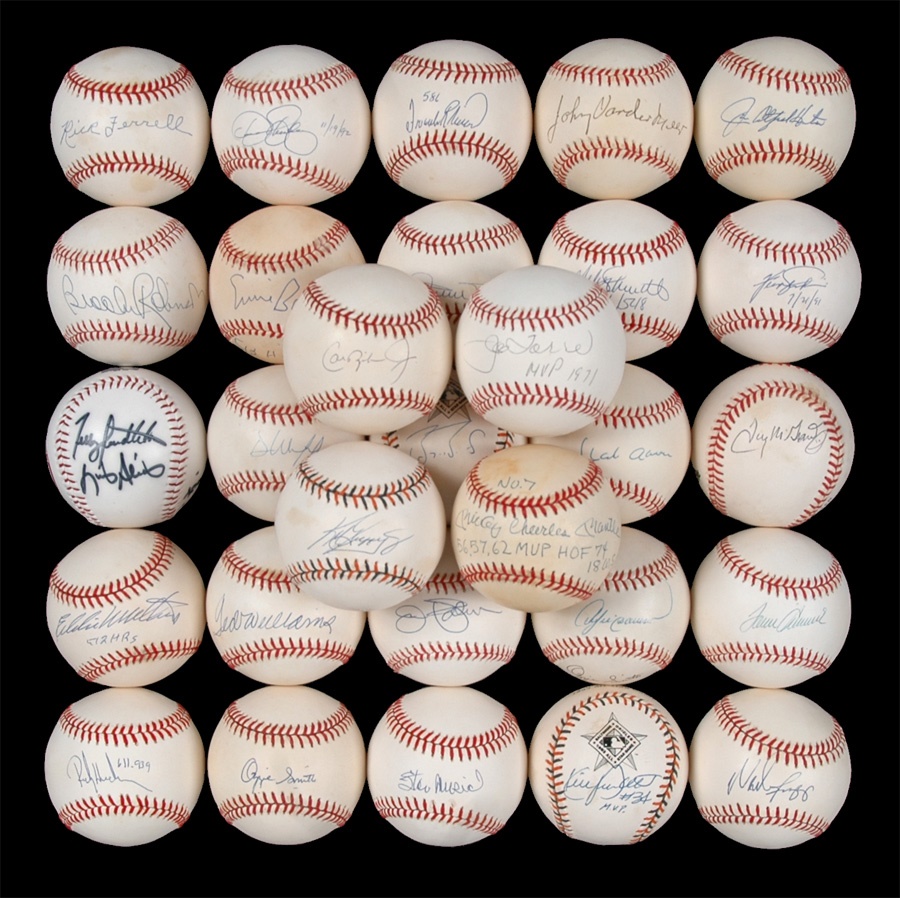 Baseball Autographs - Large Collection of Signed Baseball with Special Mickey Mantle (92)