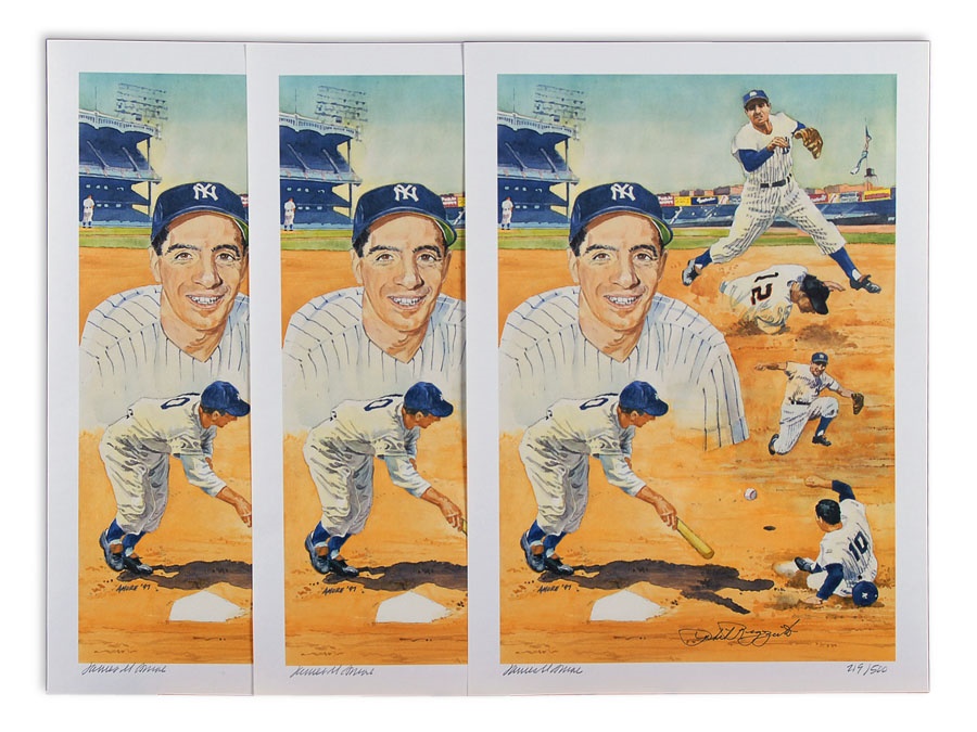 1956 New York Yankees and Phil Rizzuto (3) Signed Lithographs
