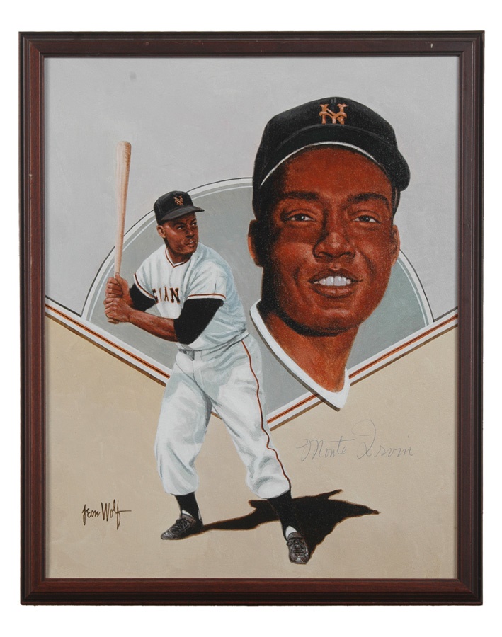 Sports Fine Art - Monte Irvin Autographed Oil on Canvas by Leon Wolf
