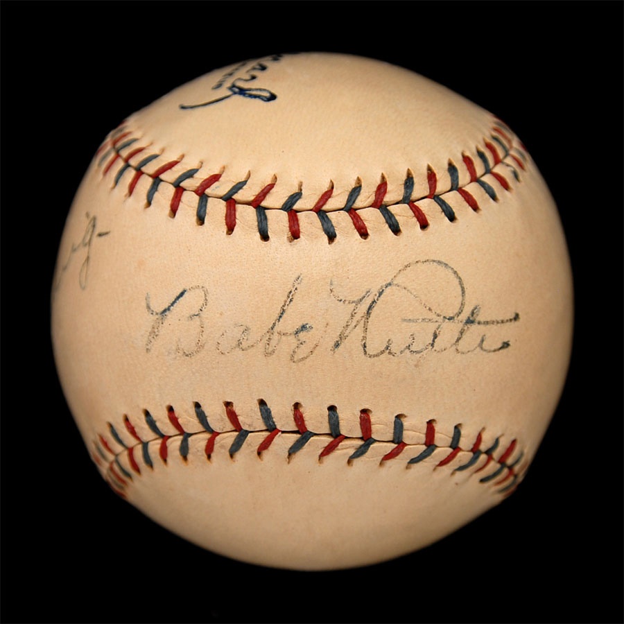 NY Yankees, Giants & Mets - Babe Ruth and Lou Gehrig Signed Baseball