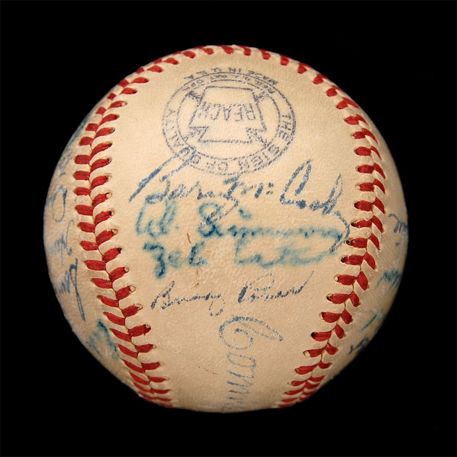 Baseball Autographs - 1948 Philadephia Athletics Team Signed Baseball with Mack and Simmons