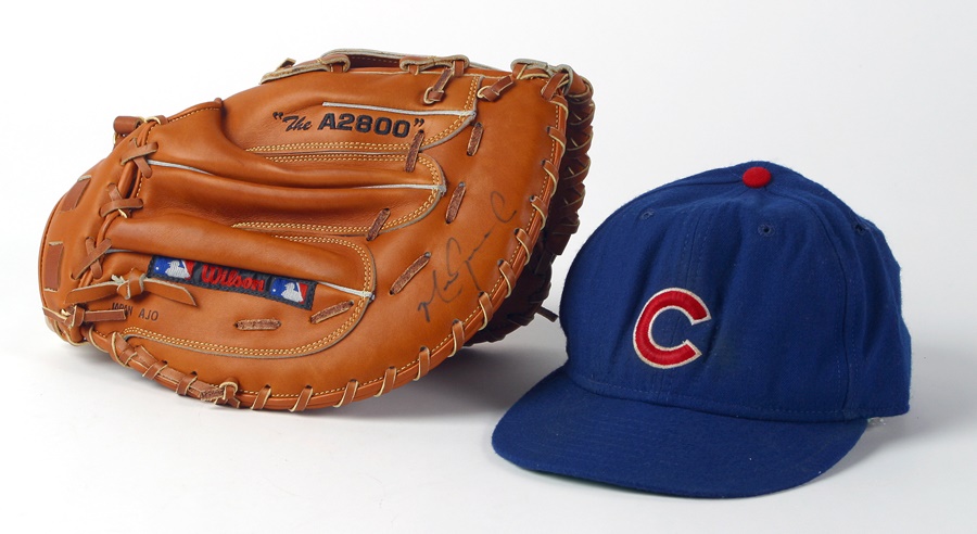 Baseball Equipment - Mark Grace Game Used Cap and Game Issued Glove