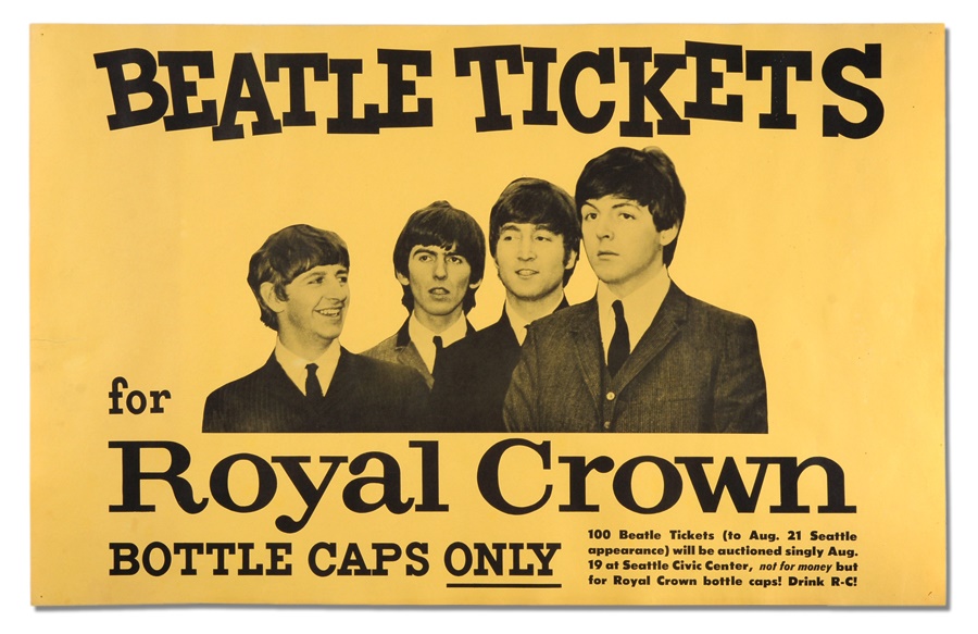 - 1964 "Beatles Tickets" Seattle Royal Crown Concert Poster