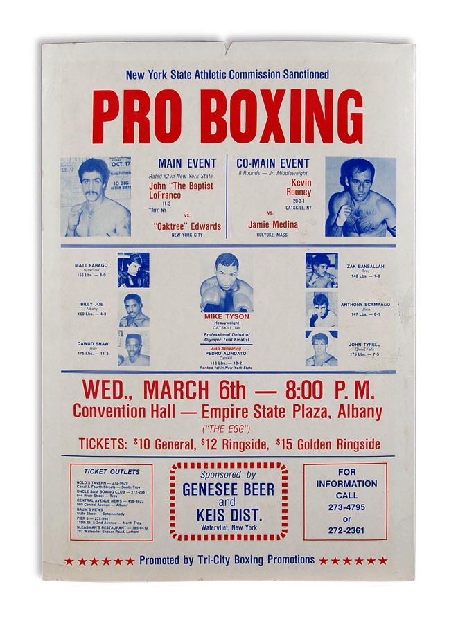 Muhammad Ali & Boxing - 1985 Mike Tyson Professional Debut On-Site Fight Poster