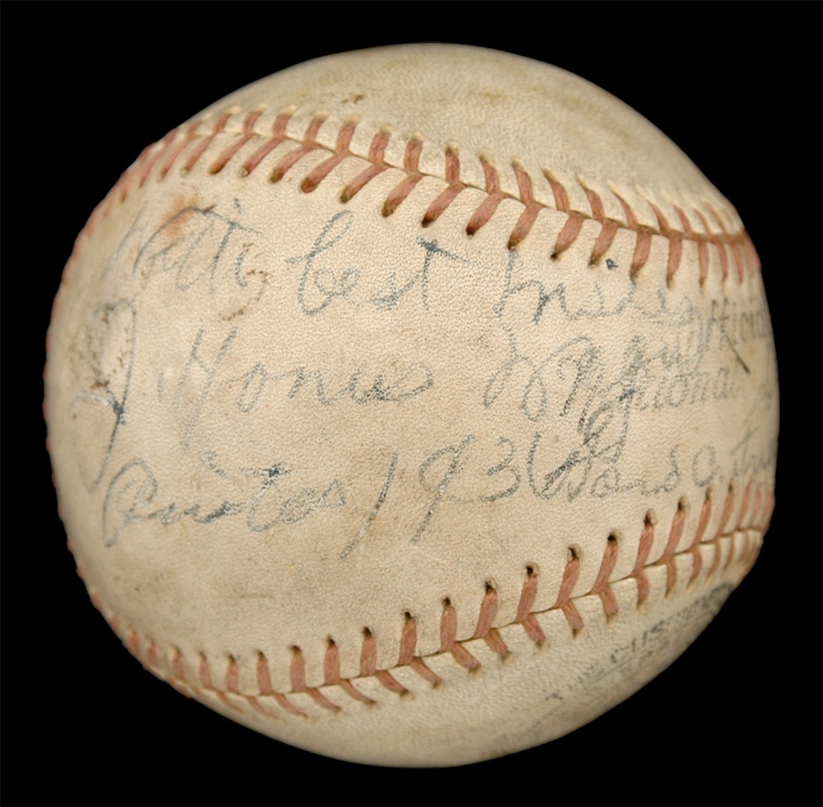 Baseball Autographs - 1936 Honus Wagner Single Signed Baseball