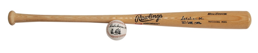 Sadaharu Oh and Hank Aaron Signed Baseball and Bat
