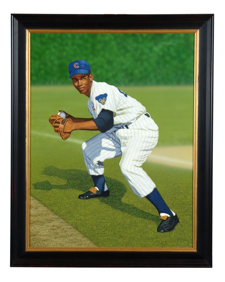 Sports Fine Art - Ernie Banks by Arthur Miller