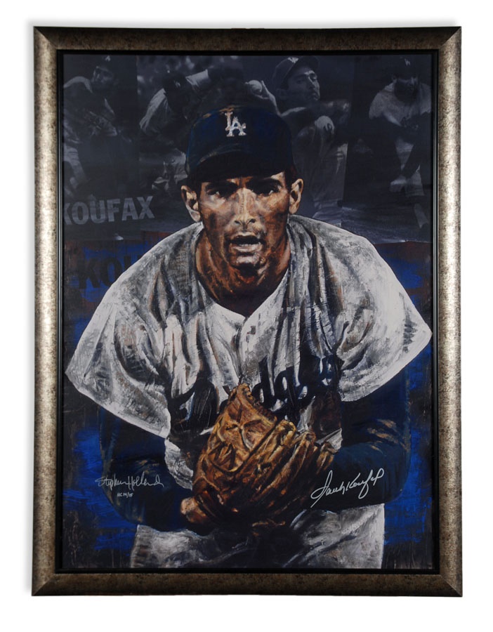 Sports Fine Art - Sandy Koufax Signed Giclee by S. Holland