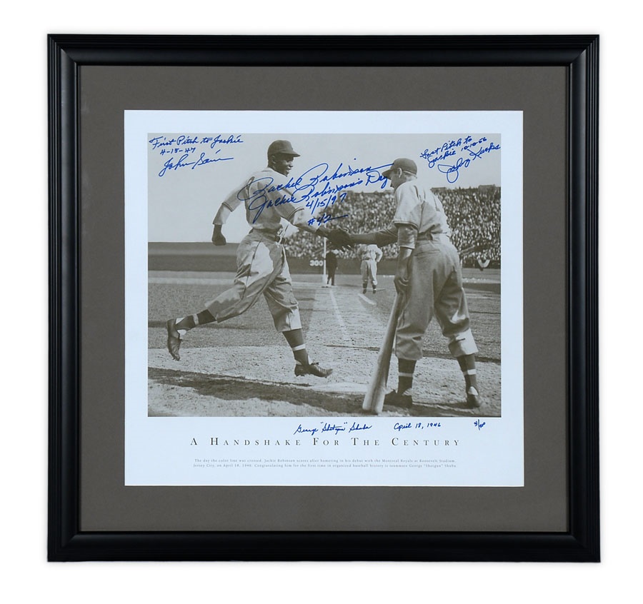 Baseball Autographs - A Handshake For The Century Signed Print