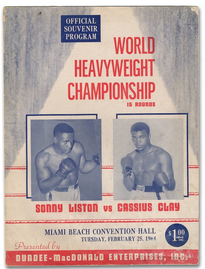 Muhammad Ali & Boxing - 1964 Cassuis Clay vs. Sonny Liston On-Site Fight Program and Notes