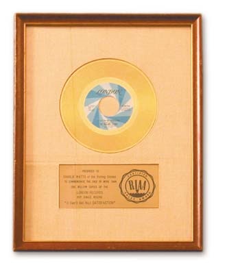 - The Rolling Stones White Matte Gold Record Award (13x17")