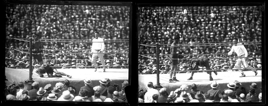 Muhammad Ali & Boxing - 1930 Young Corbett vs. Jack Thompson Original Glass Negatives (2)