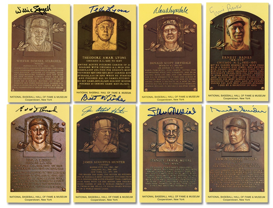 - Collection of Signed Yellow Hall of Fame Plaque Postcards (39)