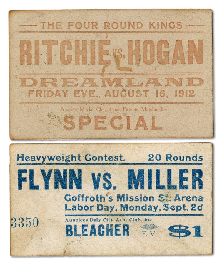 Muhammad Ali & Boxing - 1912 Boxing Tickets with Flynn and Richie (2)