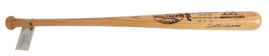 Ted Williams Signed "406" Bat