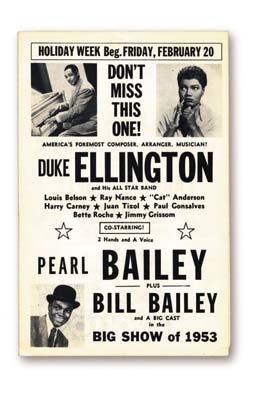 - 1959 Duke Ellington and Pearl Bailey Apollo Handbill (8.5x11")