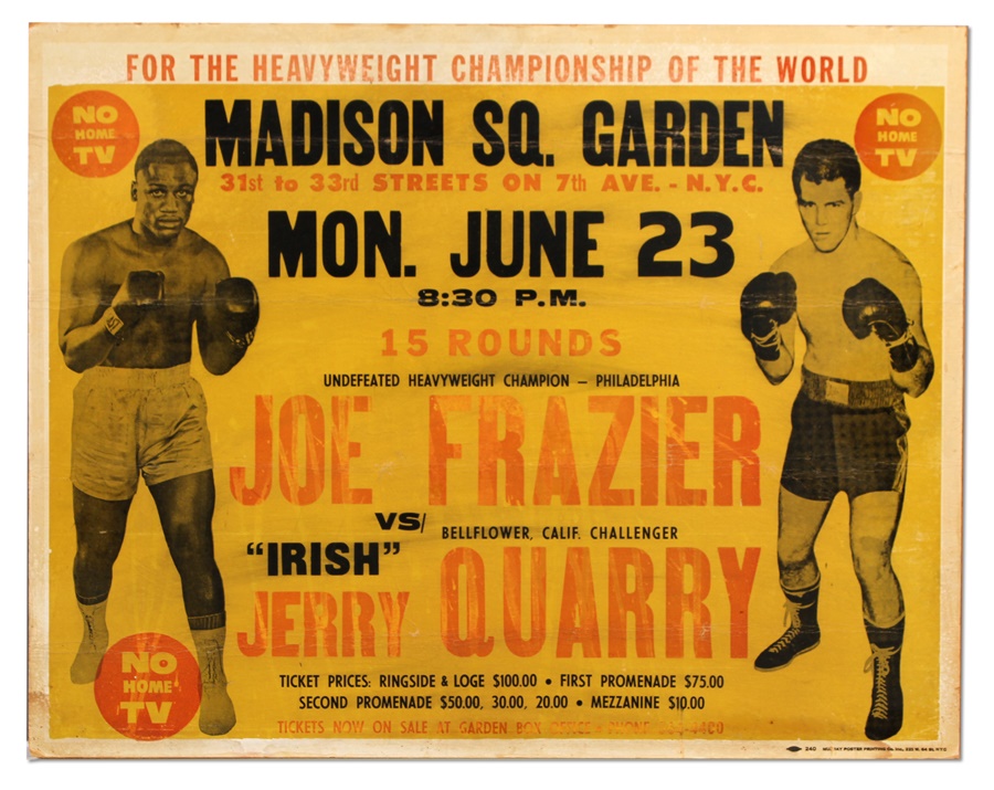 Muhammad Ali & Boxing - Joe Frazier vs Jerry Quarry On Site Fight Poster