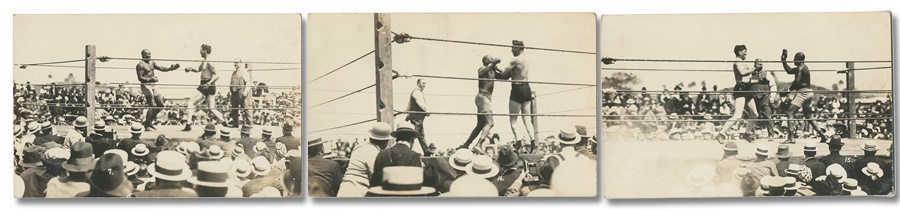 Muhammad Ali & Boxing - Three Jack Johnson vs. Jess Willard Real Photo Postcards