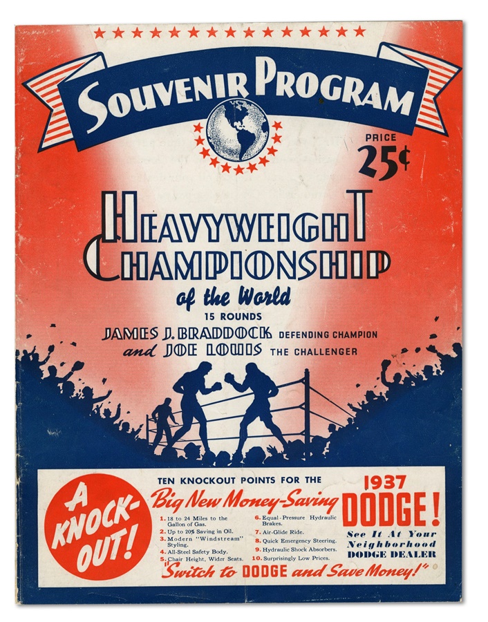 Muhammad Ali & Boxing - 1937 James Braddock vs. Joe Louis Fight Program