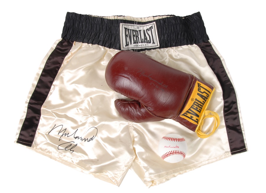 Muhammad Ali & Boxing - Muhammad Ali Signed Trunks, Glove and Baseball