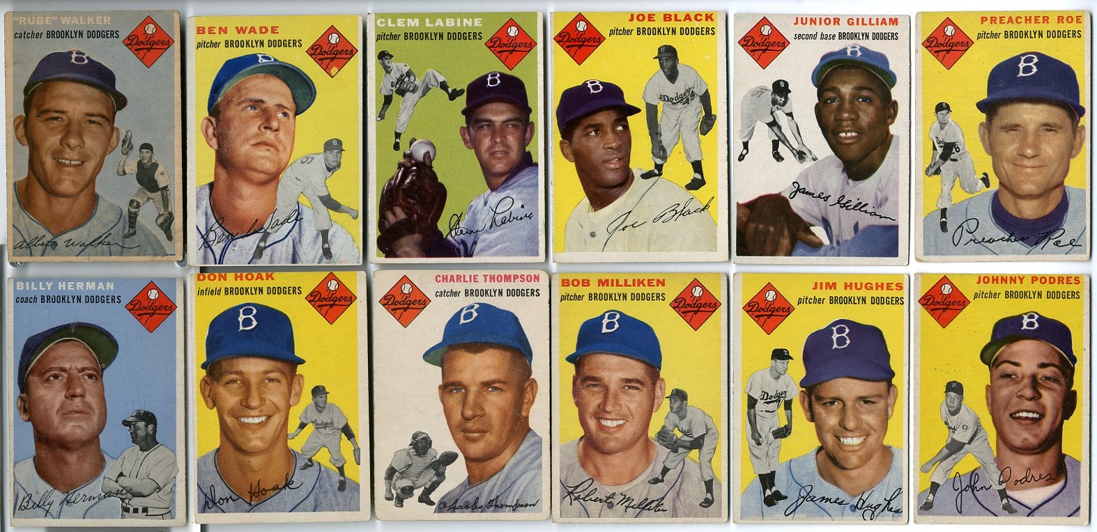 1954 Topps Brooklyn Dodgers Complete Team Set (16 of 16)