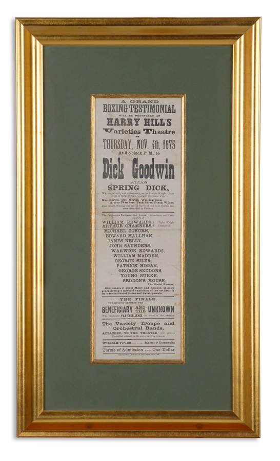 Muhammad Ali & Boxing - 1875 Boxing Broadside with William Edwards and Arthur Chambers