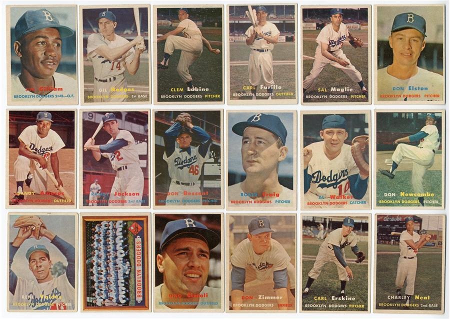 - 1957 Topps Brooklyn Dodgers Near Complete Team Set (25 of 26)