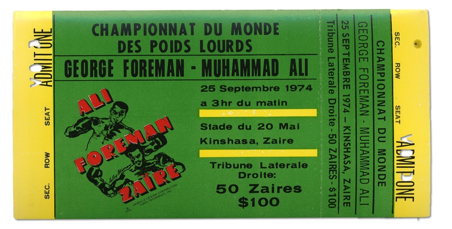 Muhammad Ali & Boxing - Ali vs. Foreman Zaire Unused Ticket
