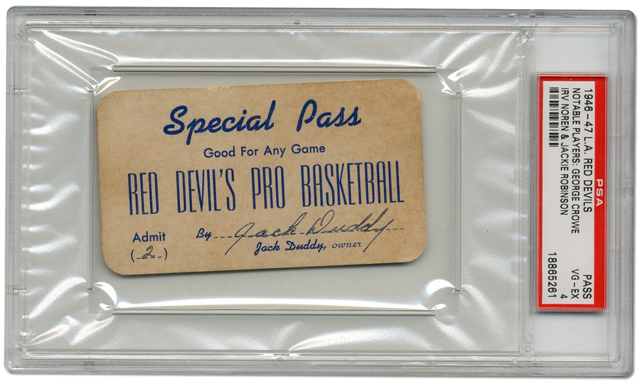 1946-47 Jackie Robinson Professional Basketball Season Pass