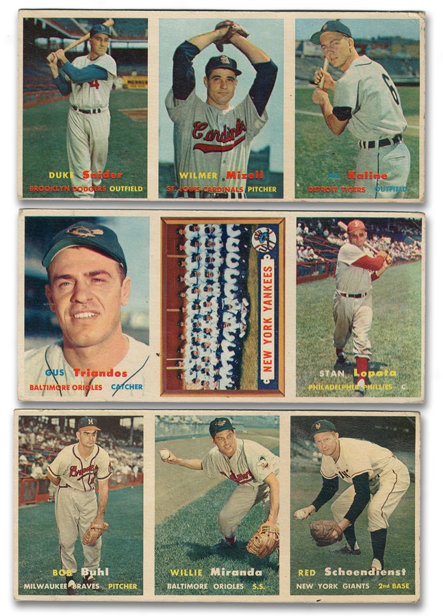 - 1957 Topps Baseball Advertising Cards (3)