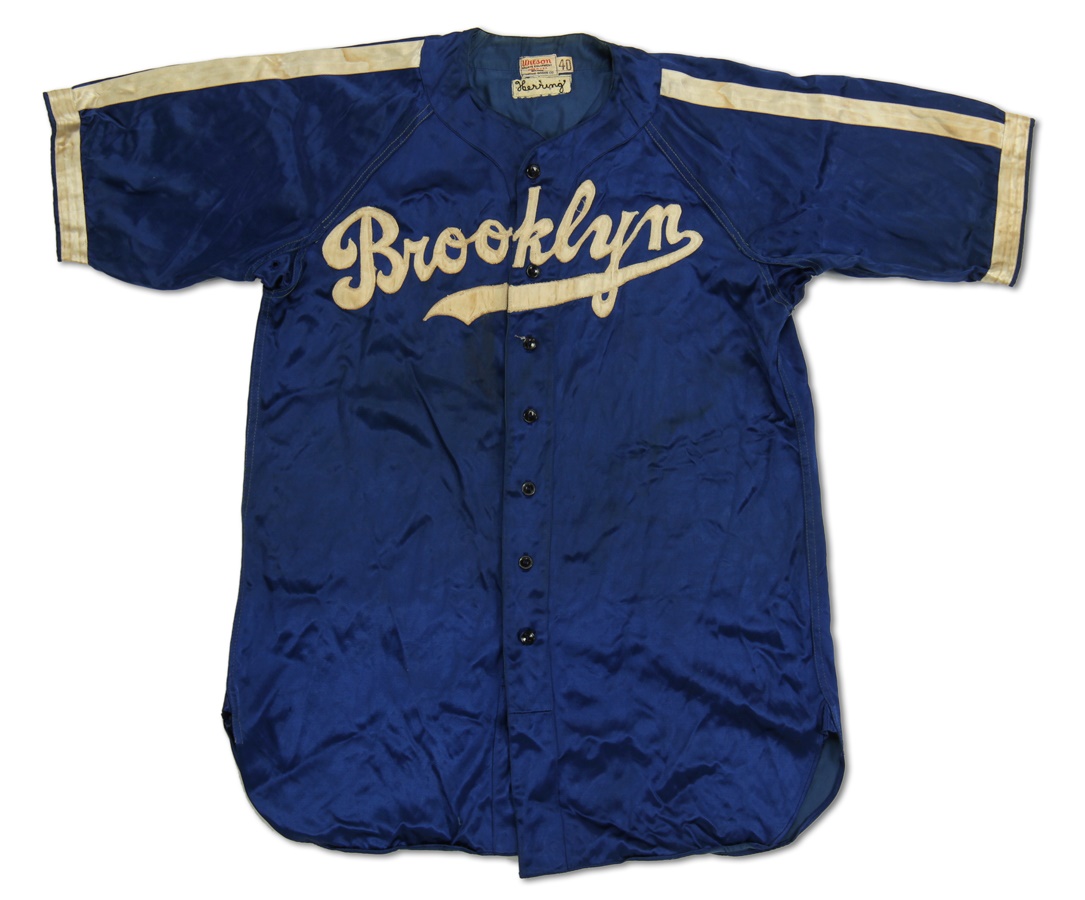 Baseball Equipment - 1945 Brooklyn Dodgers Game Worn Satin Uniform