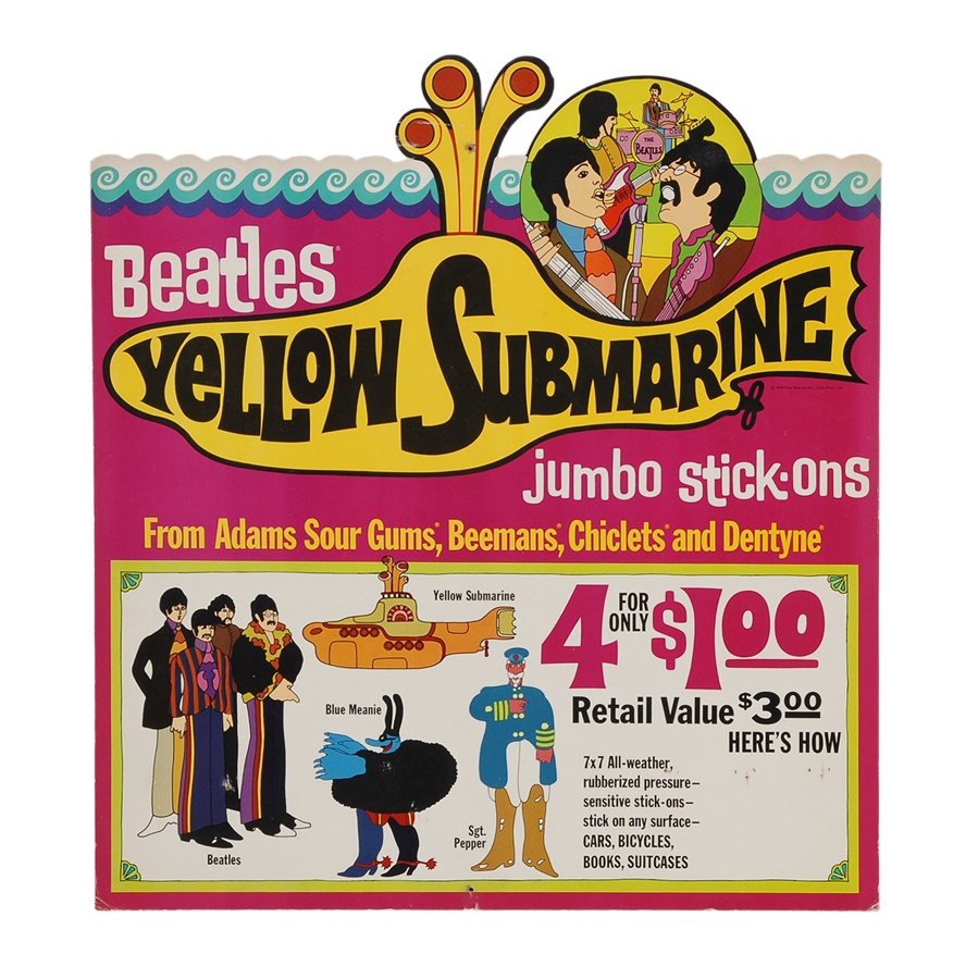 Beatles Yellow Submarine Stick-Ons Advertising Display