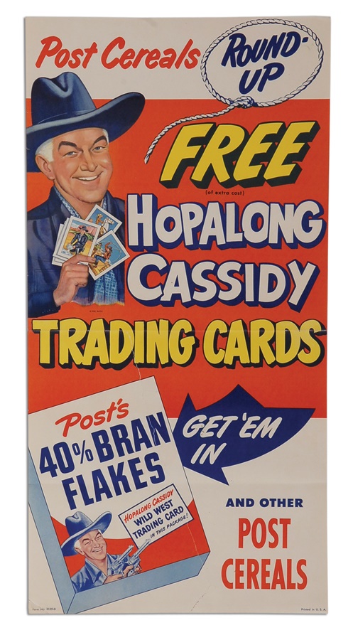- 1951 Hopalong Cassidy Trading Cards Advertising Sign