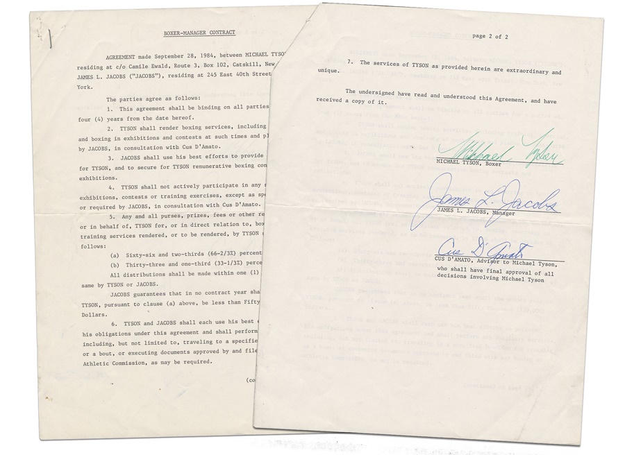 - Tyson's First Boxer-Manager Contract (1984)