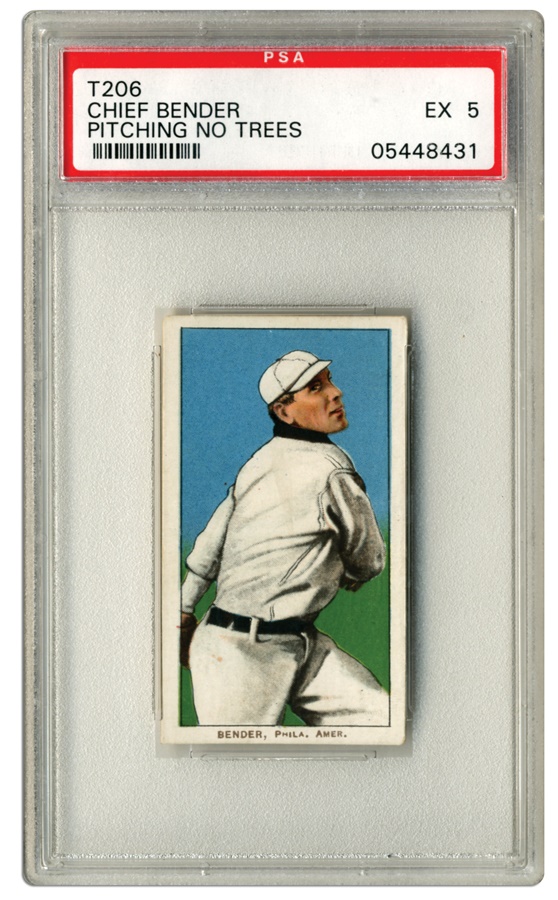 T-206 - Chief Bender Pitching, No Trees (PSA EX 5)