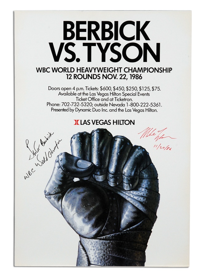 - Autographed "The Fist" Tyson vs Berbick On-Site Poster