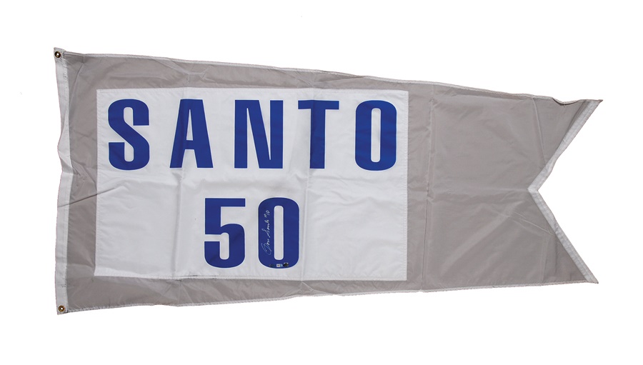 - Ron Santo Signed 50th Anniversary Banner From Wrigley Field