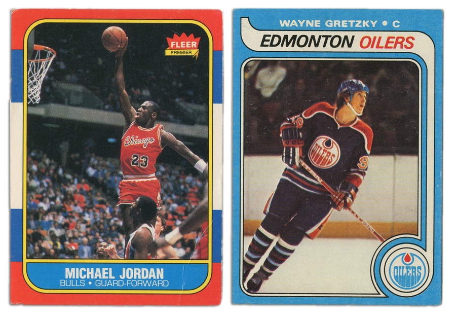 - 70s-90s Basketball & Hockey Card Collection With Gretzky, Lemieux & Jordan Rookies (2000+)