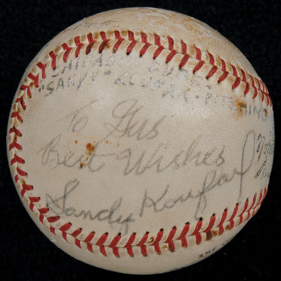 Jewish Baseball History - 1965 Sandy Koufax Game Used No-Hitter Baseball