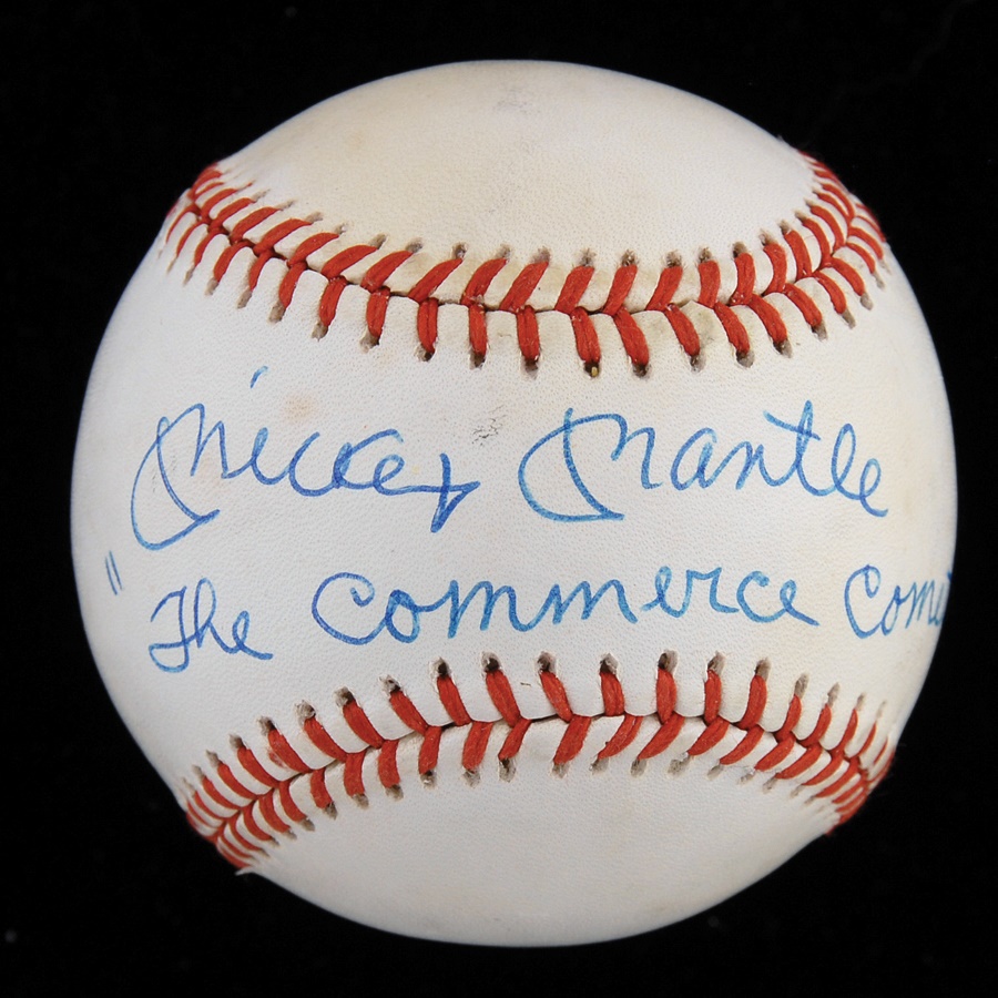 - Mickey Mantle "The Commerce Comet" Single-Signed Baseball