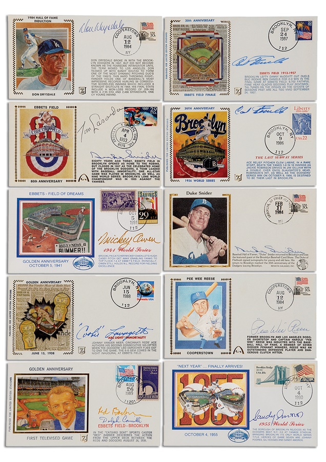 Large Collection of Signed and Unsigned Dodgers First Day Covers (300+)